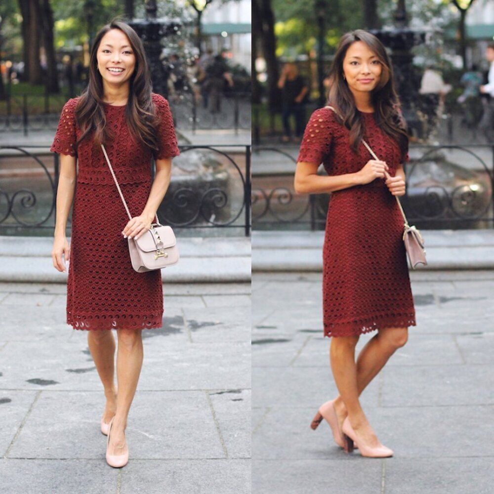 NWT New Ann Taylor Tulip Lace Cotton Burgundy Dress Size 10 - Picture 2 of 11